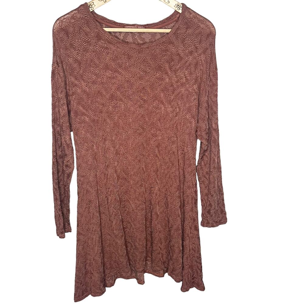 Cut Loose Brown Rust Crinkle Texture Tunic Top Size Large